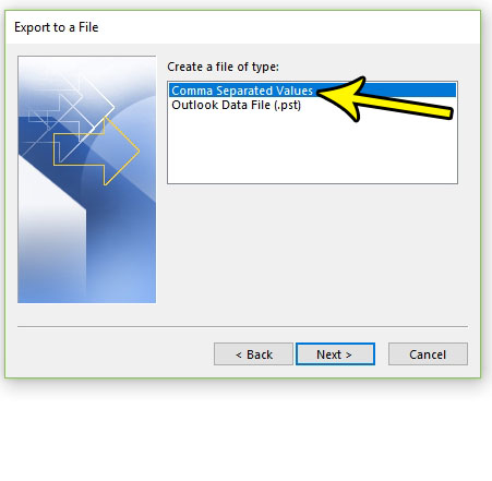 create csv of exported outlook 2016 contacts