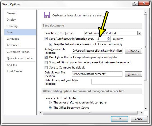 how to autosave more often in word 2013