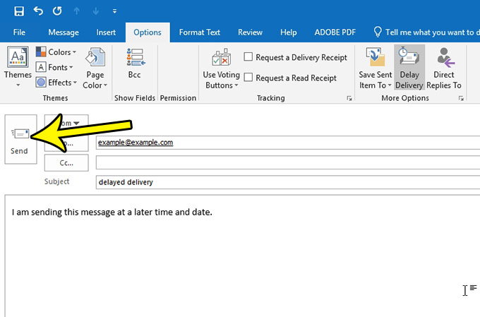 how to send an email in the future with outlook