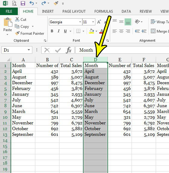 how add column excel 2013