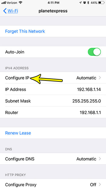 how manually assign ip address iphone