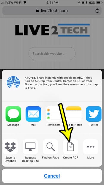 how save web page as pdf on iphone safari