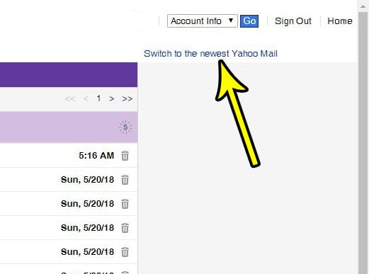 how revert to newer yahoo mail