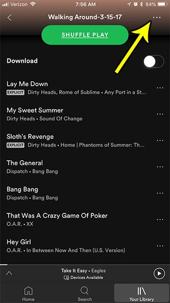 open playlist menu