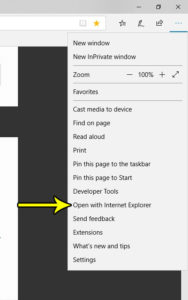 how to open a page in internet explorer from microsoft edge