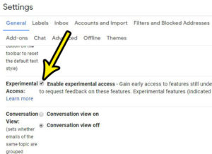 how to enable experimental access in gmail