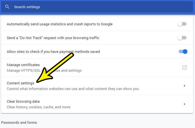 How to Prevent Google Chrome from Displaying Images 4 open google chrome content settings