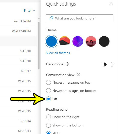 how to stop grouping messages by conversation in outlook.com
