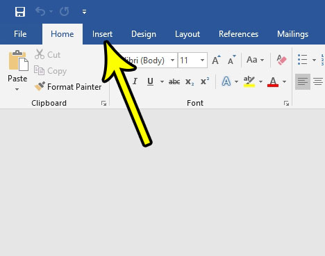 click the insert tab in word