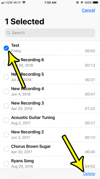 how to delete voice memos on an iphone 7