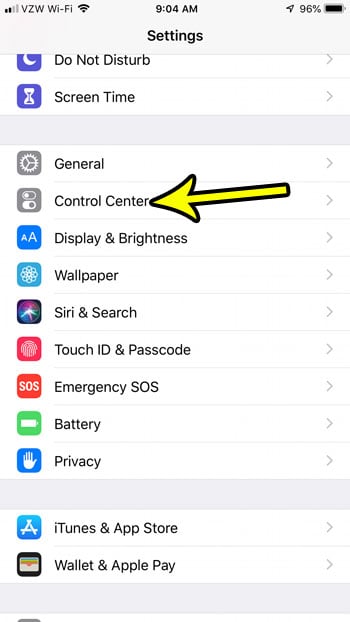 control center settings