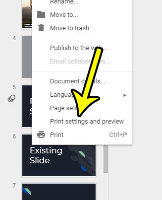 open the print settings and preview button