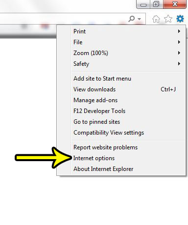 internet explorer internet options menu