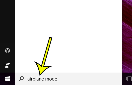 type airplane mode into the search field