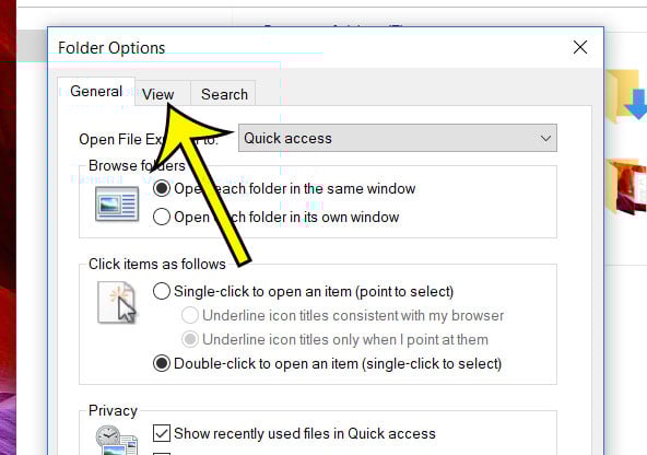 select the view tab