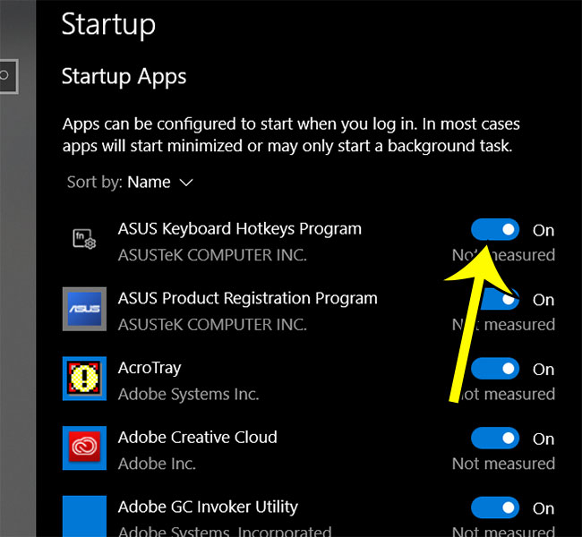 how to add to startup Windows 10 apps