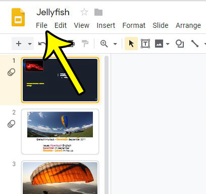 open google slides file menu