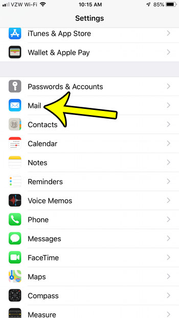 open iphone mail settings