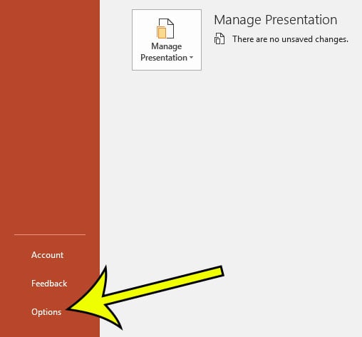 open powerpoint options