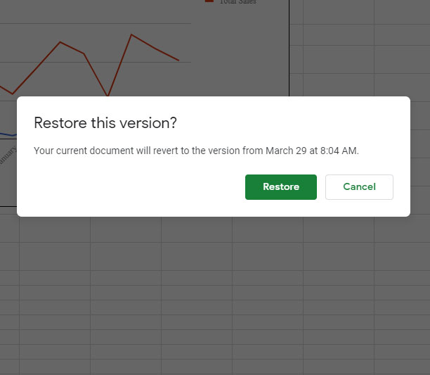 how to restore from version history in google sheets