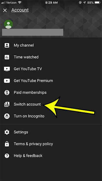 open the youtube settings menu