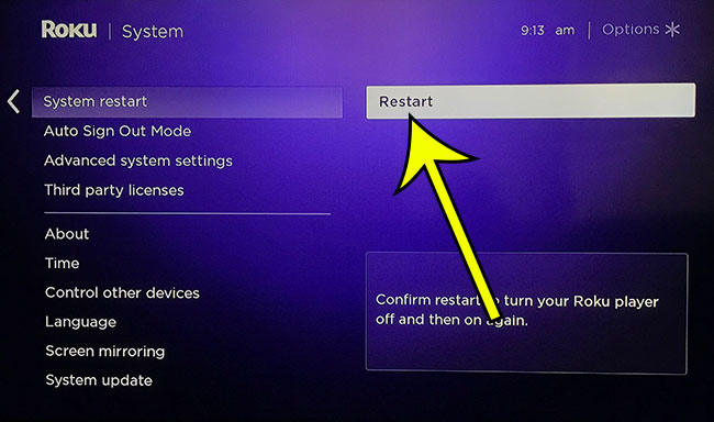 how to restart the roku premiere plus