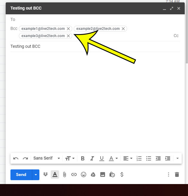 how to add multiple address to bcc in gmail