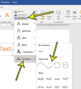 how to curve text in word
