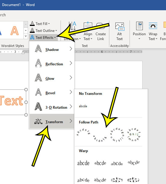how to curve text in microsoft word