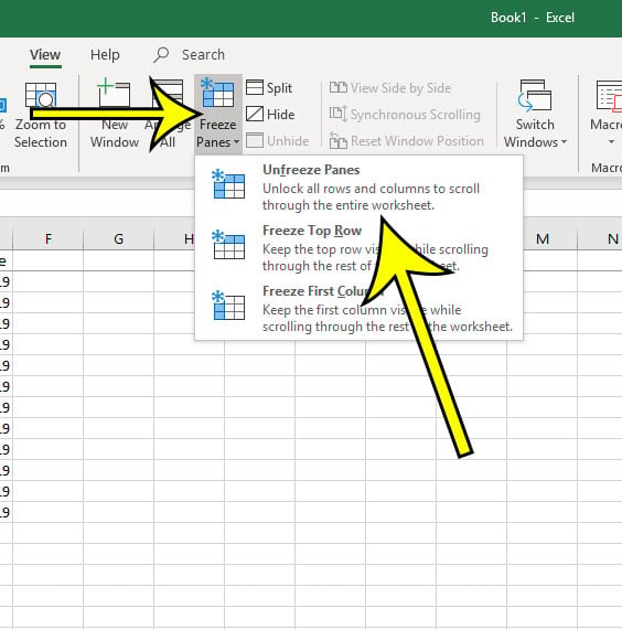 how to unfreeze row in excel