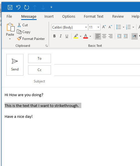 how to strikethrough text in microsoft outlook