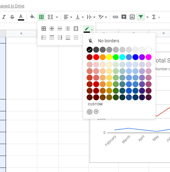 how to change cell border color in Google Sheets
