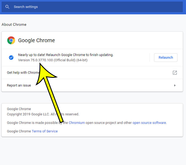 how to find the version number of the Google Chrome browser
