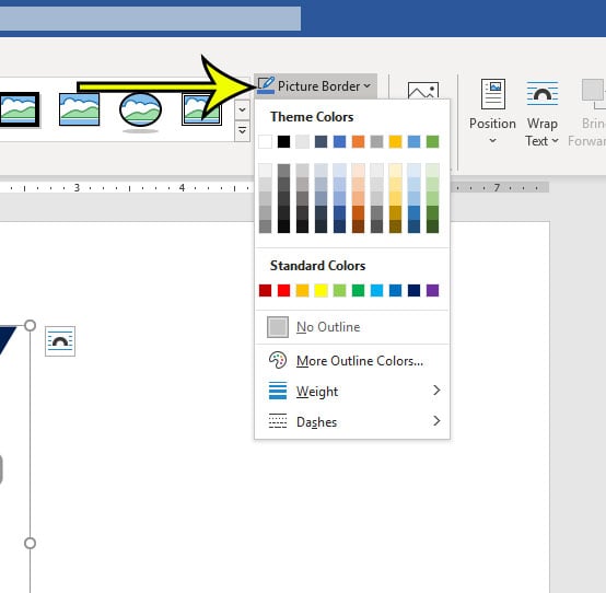 how to add a border to a picture in Microsoft Word