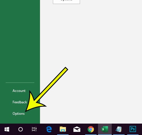 open the Excel Options menu