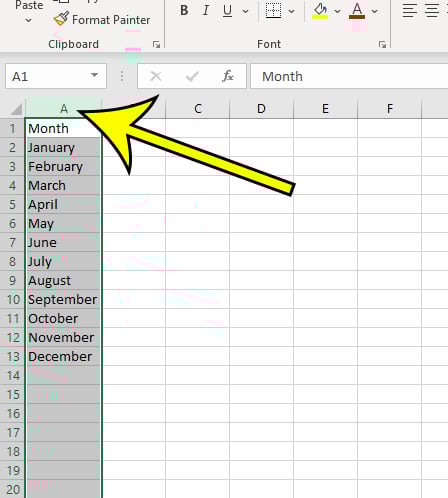 select the column to copy