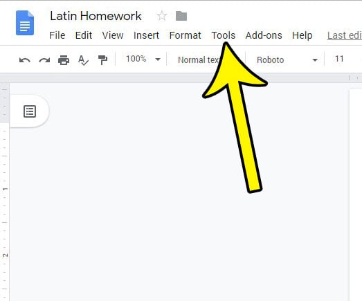 How to Perform a Google Docs Grammar Check 1 click the Tools tab