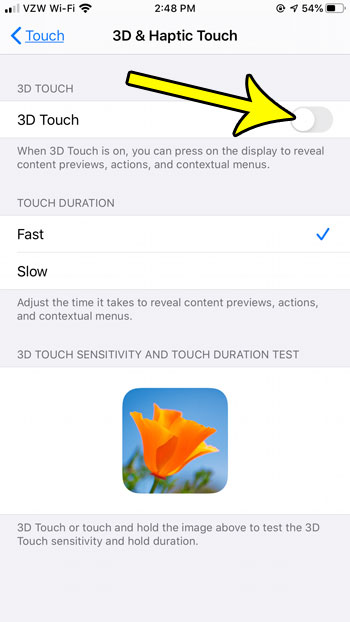 how to turn off 3d touch on an iPhone in iOS 13