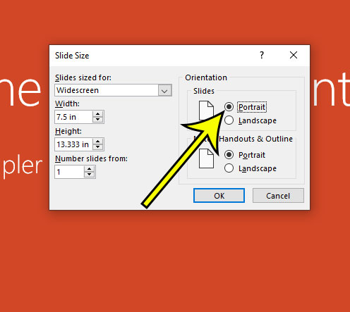 how to make Powerpoint slides vertical