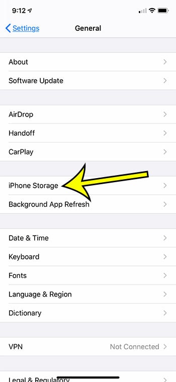 select iPhone Storage