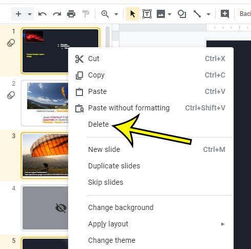 how to delete multiple slides at one time in Google Slides