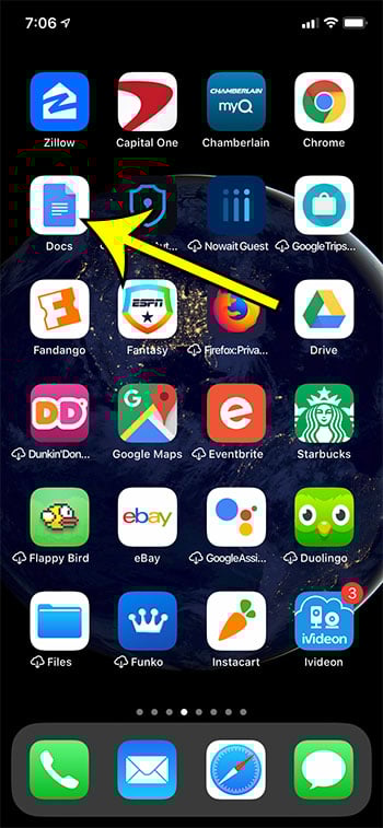 open the Google Docs app