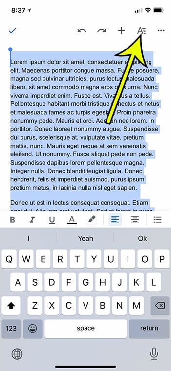 open the formatting menu