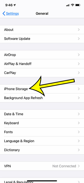 choose the iPhone Storage option