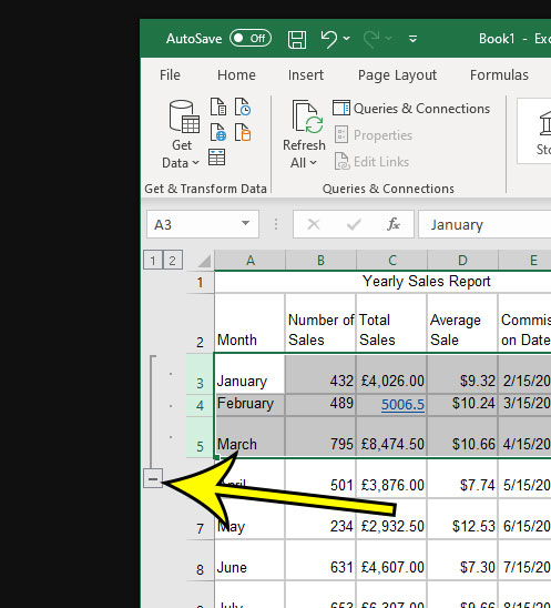 how to use the group row controls in Excel