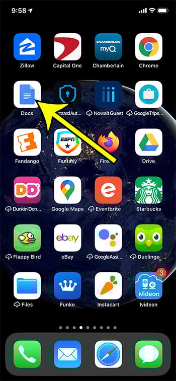 open the Google Docs app