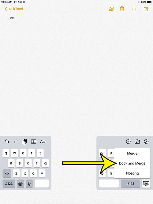how to fix a split keyboard on an iPad
