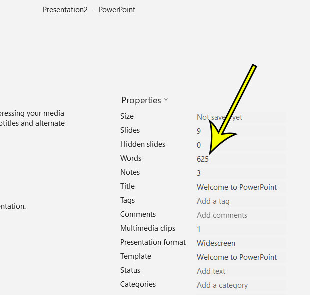 how to get a word count in Microsoft Powerpoint