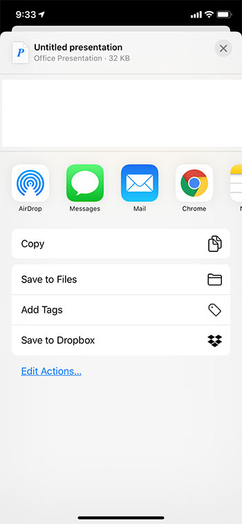 save the Google Slides file to your iPhone