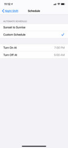 how to change iPhone night shift times